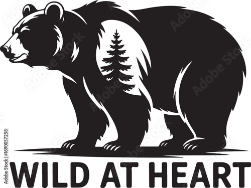 A wild grizzly bear silhouette vector illustration for your animal icon design