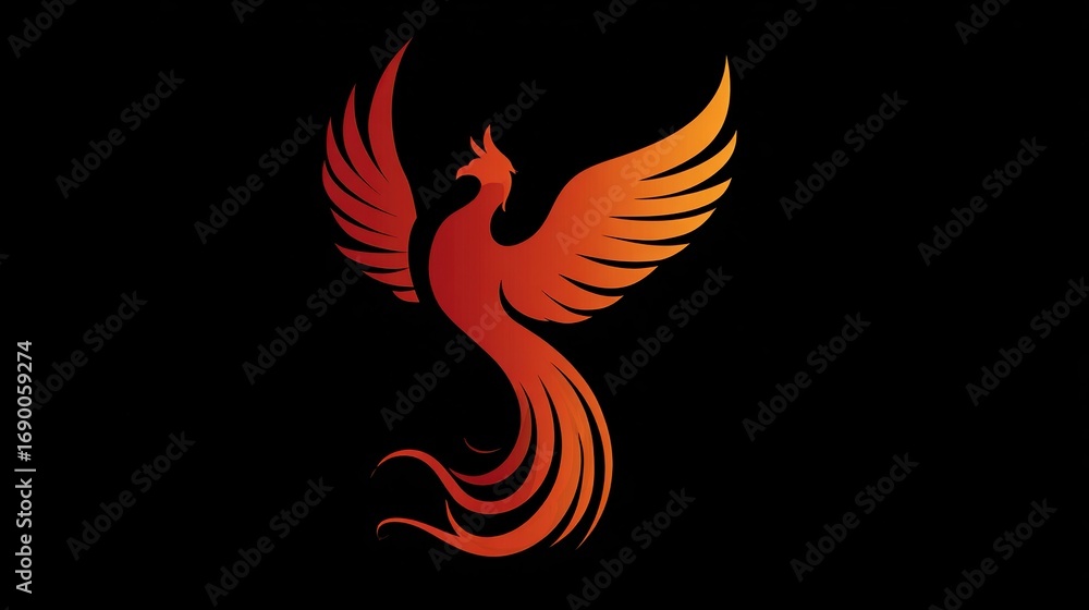 Obraz premium and keyword list based on your imageFiery Phoenix Ascending in Dark Sky