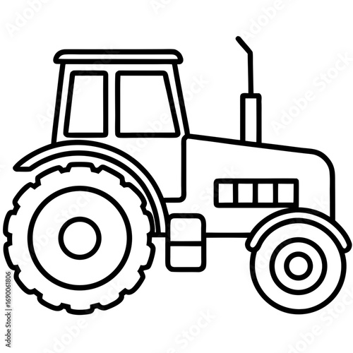 Smart Tractor Line Icon Vector Modern Agricultural Machinery Outline Design