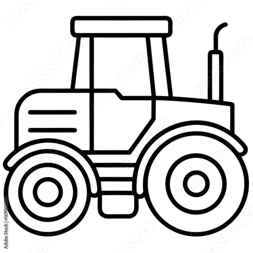 Smart Tractor Line Icon Vector Modern Agricultural Machinery Outline Design
