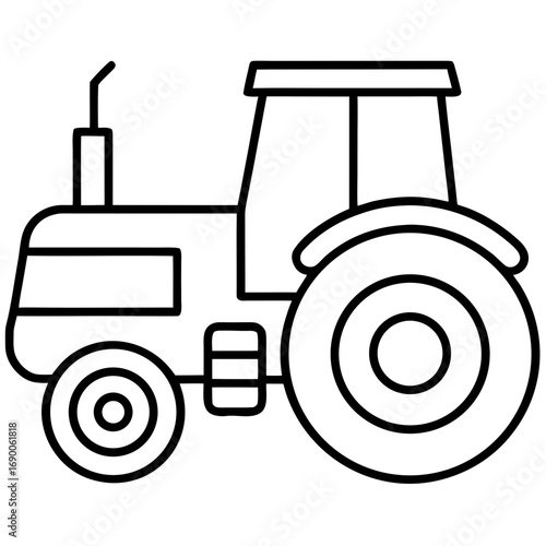 Smart Tractor Line Icon Vector Modern Agricultural Machinery Outline Design
