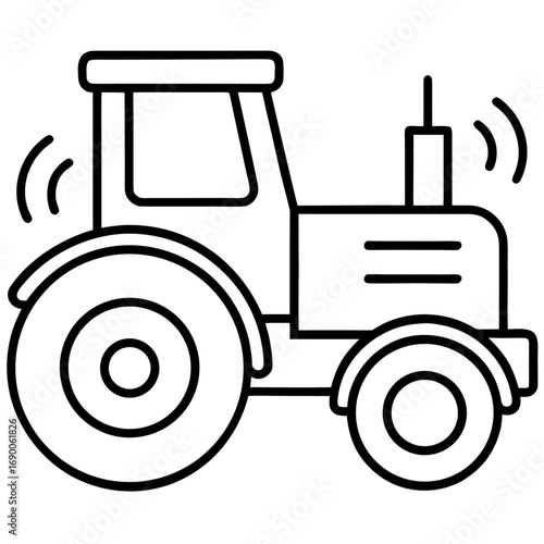 Smart Tractor Line Icon Vector Modern Agricultural Machinery Outline Design