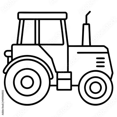 Smart Tractor Line Icon Vector Modern Agricultural Machinery Outline Design