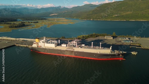 A ship loading liquified natural gas at a port facility in Kitimat, British Columbia, Part 2