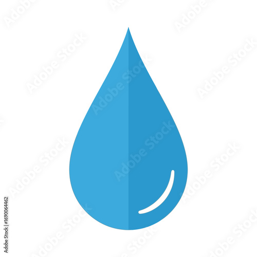 Simple Blue Water Drop Icon on White Background