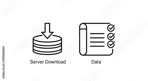 Vector illustration of server download and data icons