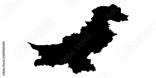 A black silhouette of pakistan against a white background showing the country outline precisely drawn | editable eps vectors
