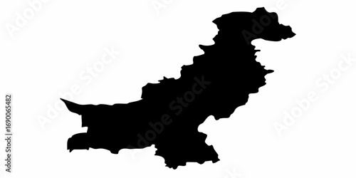 A detailed black silhouette map of pakistan against a white background showing the country borders clearly | editable eps vectors