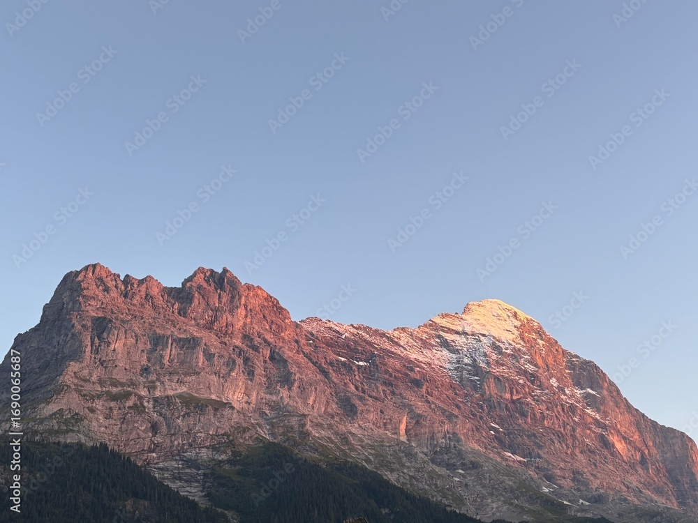 Fototapeta premium Majestic View of the Eiger Mountain in Grindelwald, Switzerland | Swiss Alps Hiking & Scenic Alpine Landscape