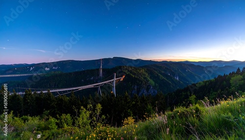 Mountain bridge at dawn