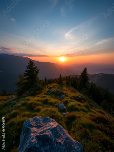 Summer sunrise in Parang Mountains, Romania