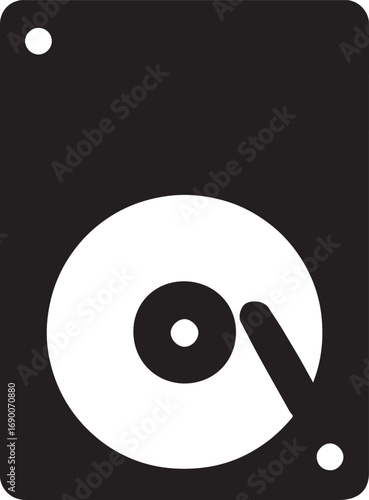 Black and white silhouette icon of a hard disk drive hdd