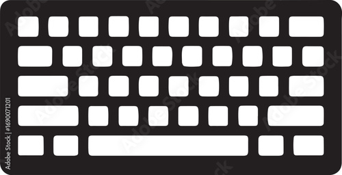 Minimalist black and white compact keyboard silhouette for digital design