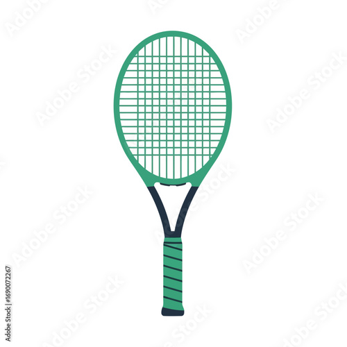Green Tennis Racket Illustration on White Background