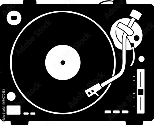 Vinyl music black silhouette Vector illustration
