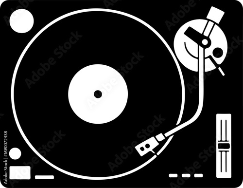 Vinyl music black silhouette Vector illustration