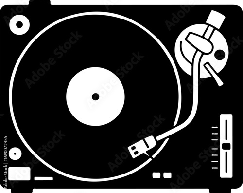 Vinyl music black silhouette Vector illustration