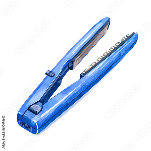 Blue Hair Straightener Brush Styling Tool.