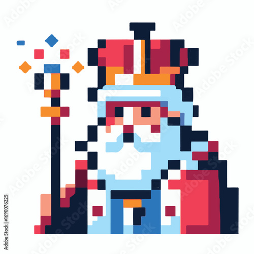 Pixel Art King Majestic Digital Monarch in 8-Bit Glory