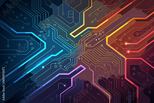 Futuristic Circuit With Neon Professional Photo Ideal for Marketing