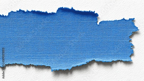 Torn Blue Paper Strip On White Background