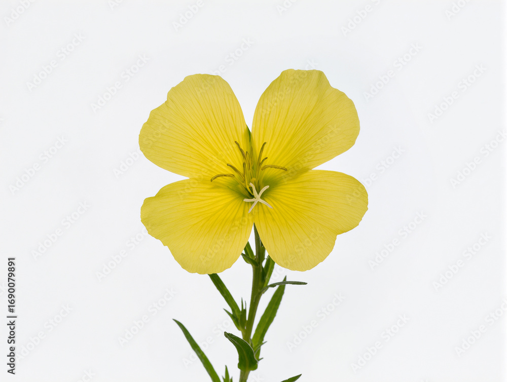 Fototapeta premium Bright yellow wildflower blooming in a serene natural setting