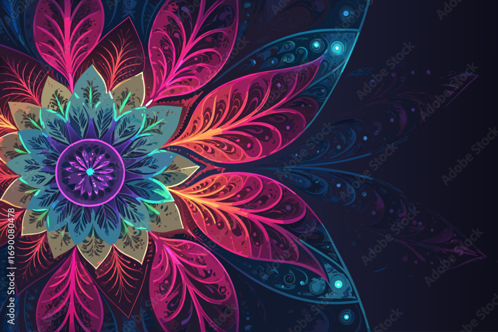 Neon Fractal With Bold Palet Creative Visual Perfect for Editorial Content