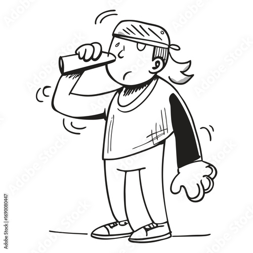 A person sips from a water bottle post-exercise, highlighting hydration, recovery, and healthy habits after a workout or physical activity