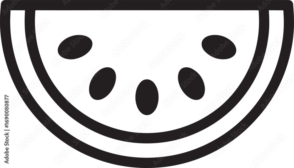 Obraz premium Minimalist Watermelon Slice Illustration Fresh Summer Fruit with Seeds Simple Black and White Design for Food and Lifestyle