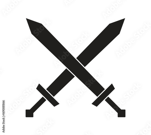 Crossed Swords Vector Icon – Medieval Battle Emblem and Weapon Symbol