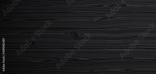 Sleek black wood planks, seamless texture, rich grain, natural knots,  planks,  texture