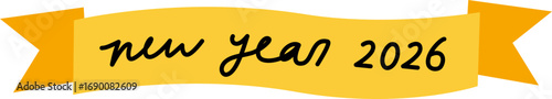 New Year 2026 Ribbon Banner Illustration