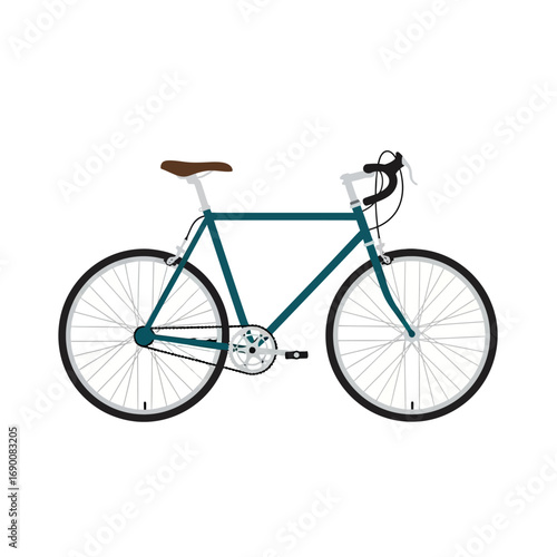 Teal Bicycle Illustration with Brown Seat and Black Tires
