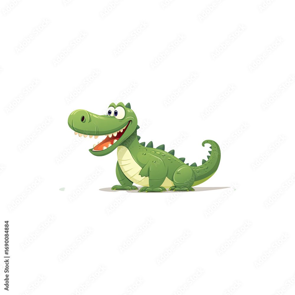 Naklejka premium Green dragon cartoon character fantasy reptile illustration mythical creature mascot design for children and storytelling isolated on white background