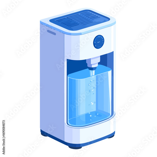 Modern Water Dispenser with Blue Interior.