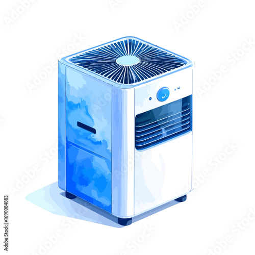 Modern portable air purifier appliance for clean air illustration.