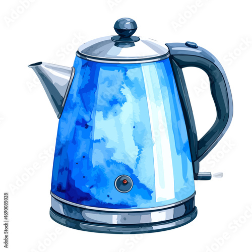 Watercolor Electric Kettle with Blue Marble Design.