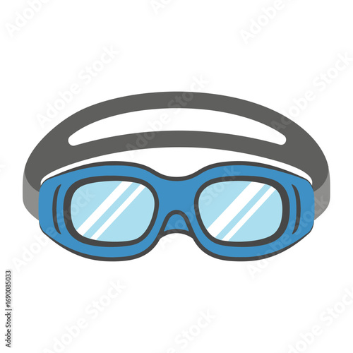 Blue and Gray Swimming Goggles with Head Strap