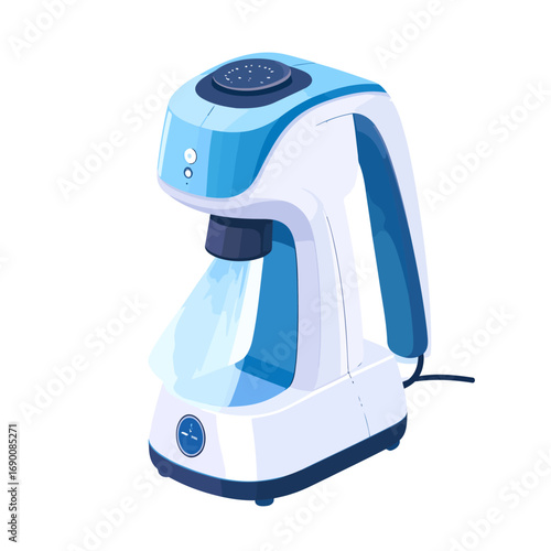 Modern White and Blue Water Dispenser with Sleek Design.