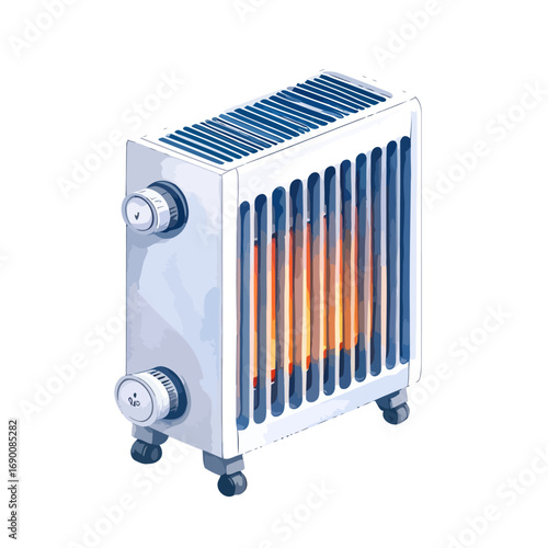 Electric Space Heater Radiating Warmth in a Compact Design.