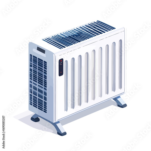 Modern white electric heater for home heating and comfort.