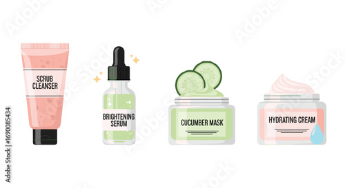 Achieve radiant skin with this curated collection of luxury skincare essentials, Generative AI.