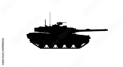 Black silhouette of a military main battle tank.