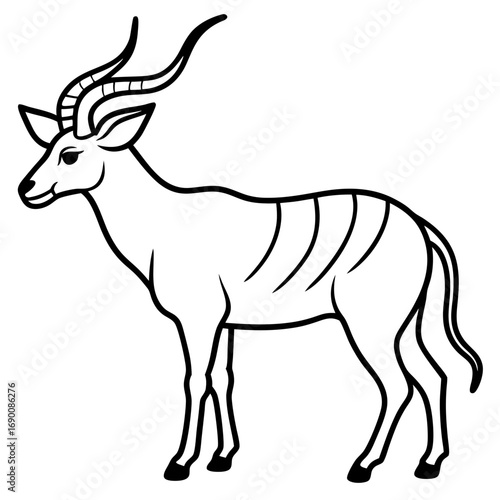White Saola Vector Line Art