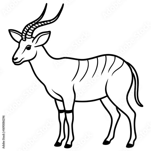 White Saola Vector Line Art
