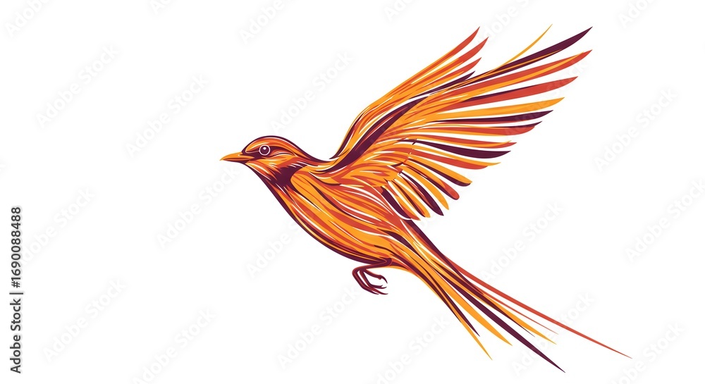 Fototapeta premium Golden Fire Bird in Flight