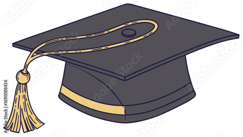 Graduation Cap Academic Hat Graduation Ceremony Education Symbol Success Achievement Learning Knowledge Diploma Degree College University School Graduation Party Commencement Celebration Vector Illus.