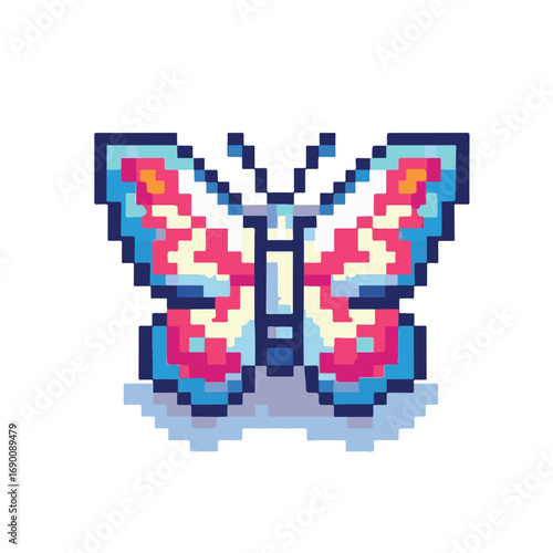 Pixel Art Butterfly Illustration A Vibrant, Colorful, and Whimsical Insect Design