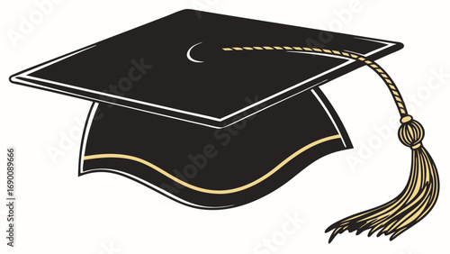 Graduation cap academic hat mortarboard graduation ceremony education school university college learning knowledge success achievement celebration degree diploma tassel black hat graduation illustrat.