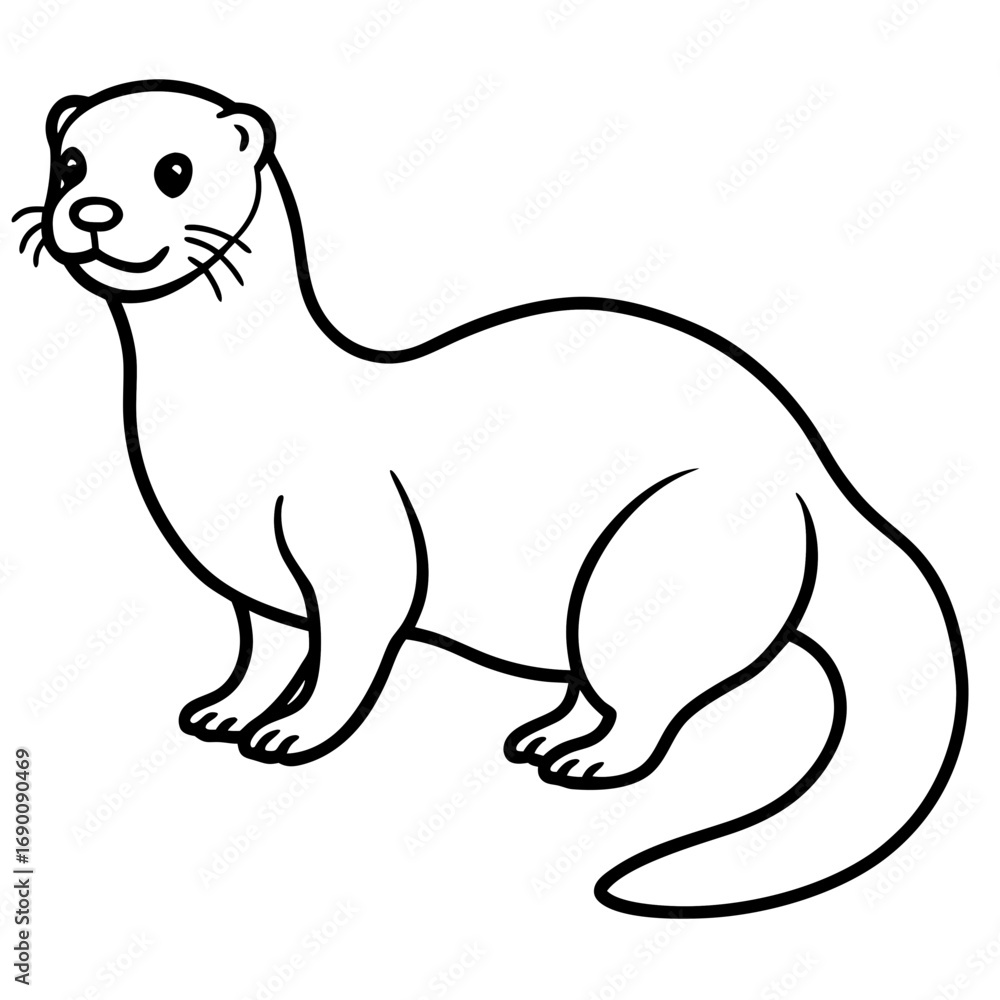 Fototapeta premium White Sea Otter Outline Design